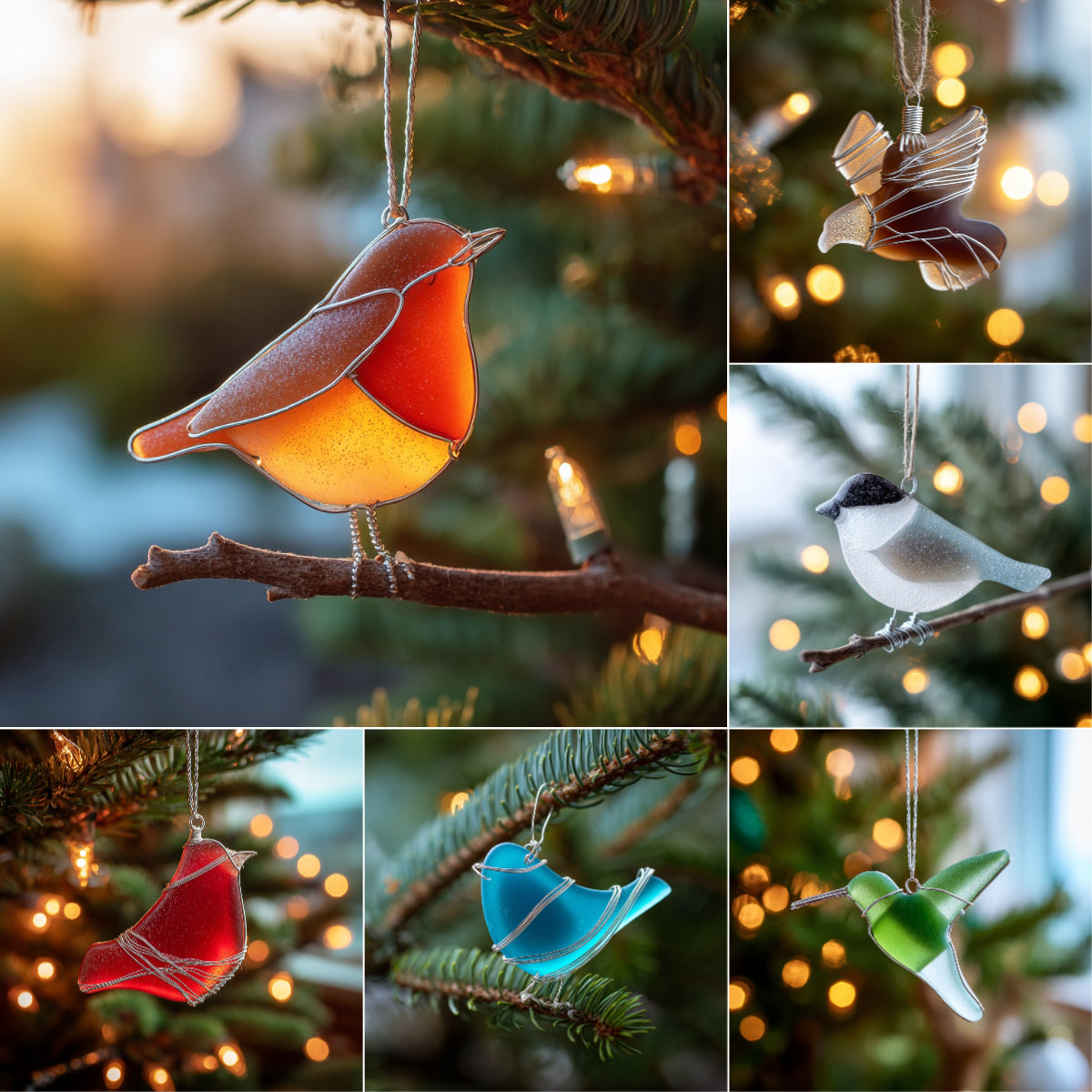 ๐๐ฆ Sea Glass Bird Ornaments