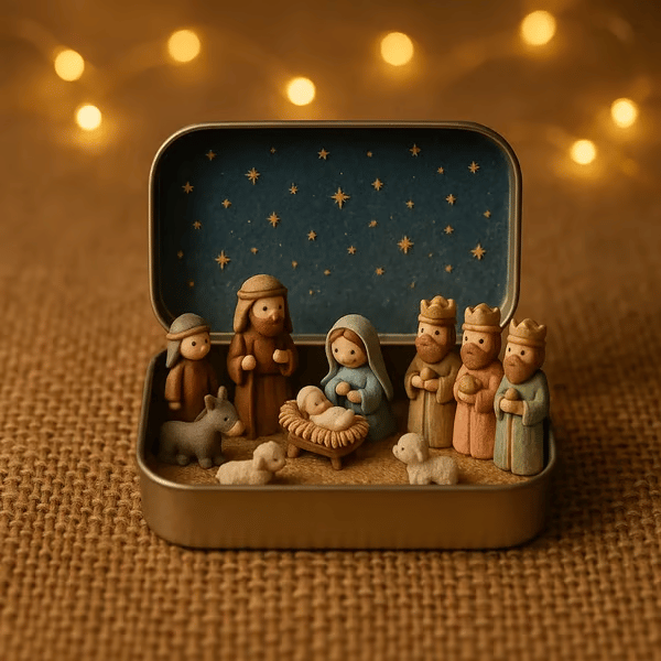 🔥Last Day 49% Off🎁Mini Christmas Nativity Set in a Tin Box🎉