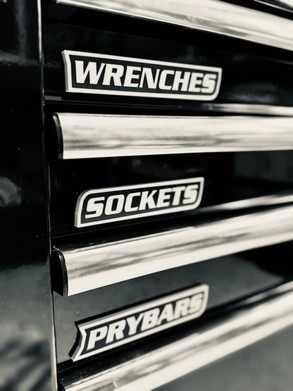 Custom Premium Magnetic Toolbox Labels for Tool Organization - 12 Pack of High Quality 3D Printed Personalized Magnets