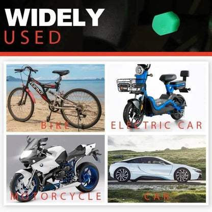 Glow-in-the-Dark Car Tire Valve Cap Set - Durable, Easy-to-Install, No-Tool-Required Accessories for Safe Night Driving - Perfect for Most Vehicle Tires