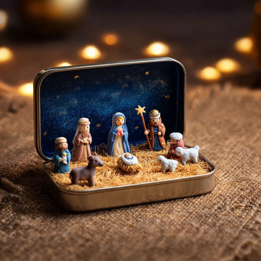 🔥Last Day 49% Off🎁Mini Christmas Nativity Set in a Tin Box🎉
